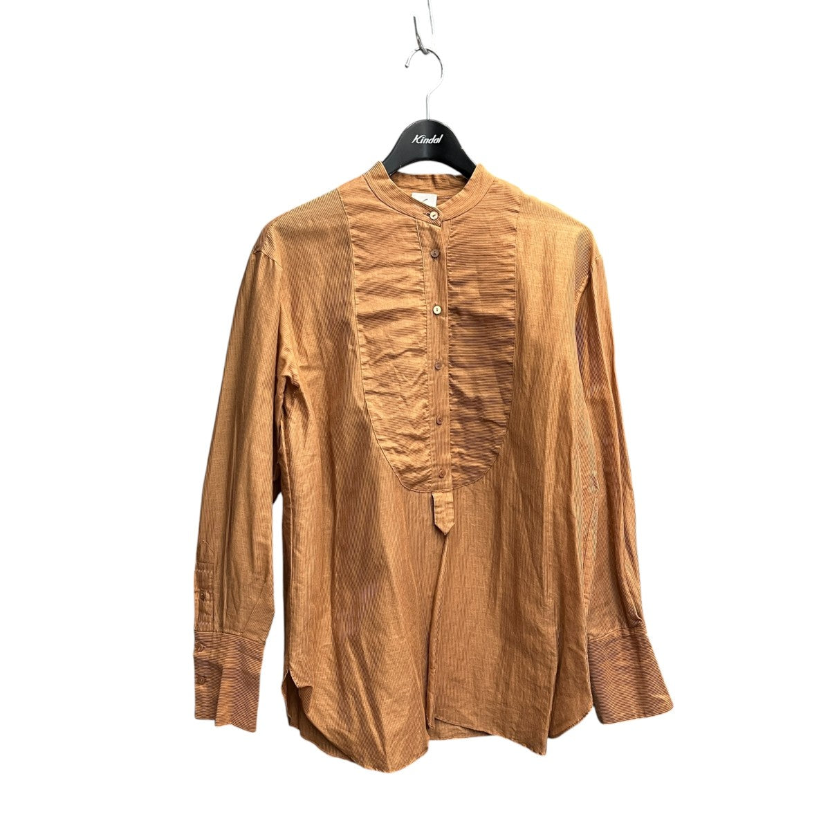 SHEER STRIPE BIG SHIRTノーカラーシャツ8621-242-0027