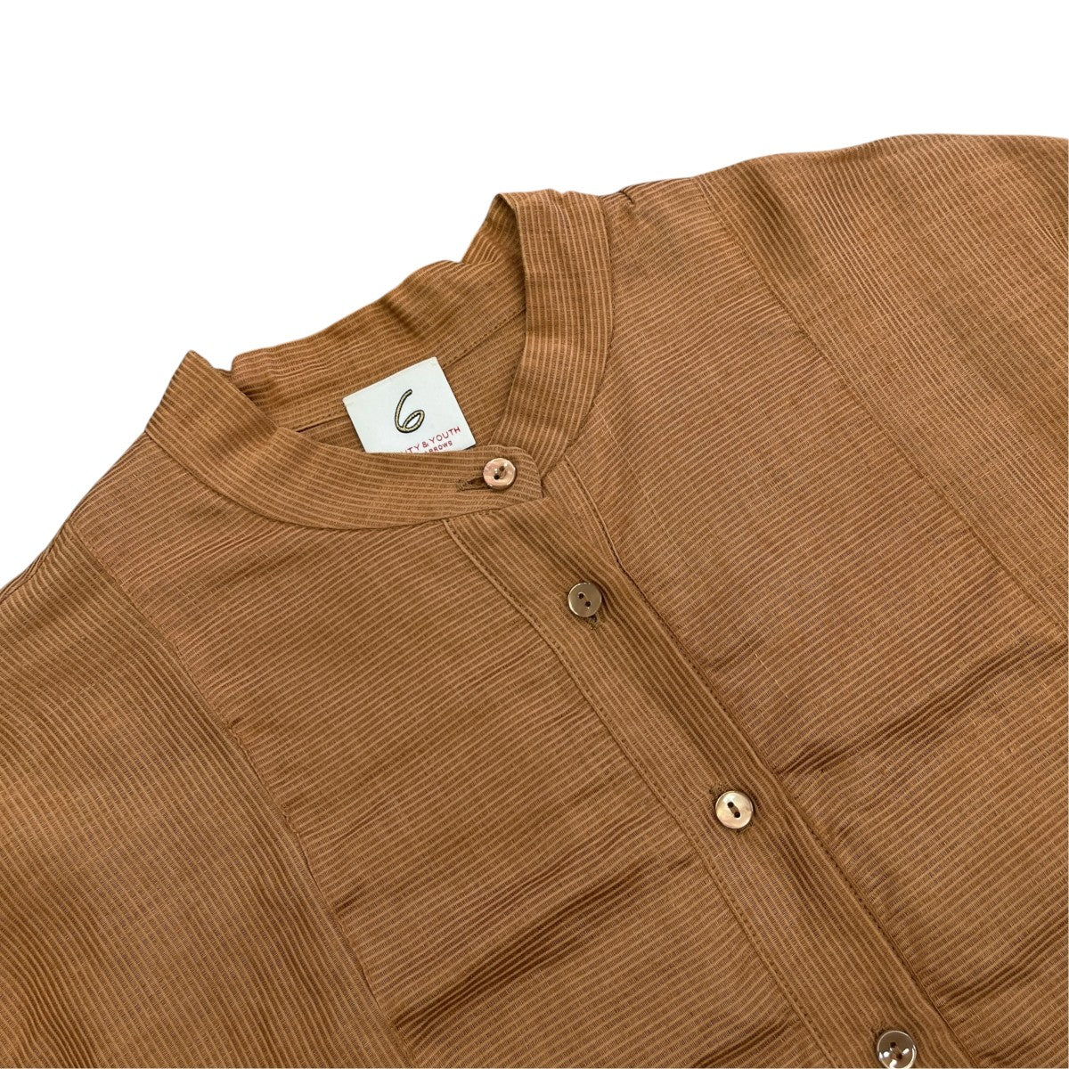 SHEER STRIPE BIG SHIRTノーカラーシャツ8621-242-0027