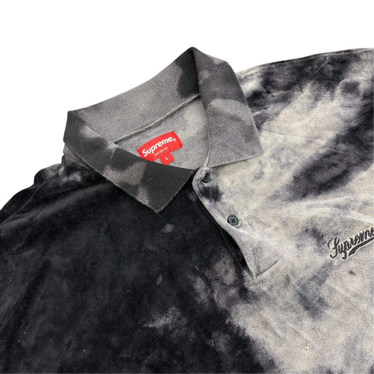 Supreme 21SSBLEACHED VELOUR L S POLOポロシャツ 古着・中古-3枚目のアイテム画像