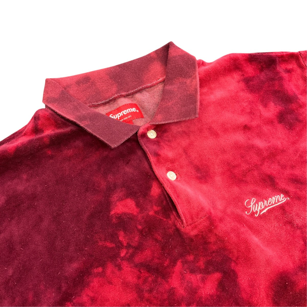 Supreme 21SSBLEACHED VELOUR L S POLOポロシャツ 古着・中古-3枚目のアイテム画像