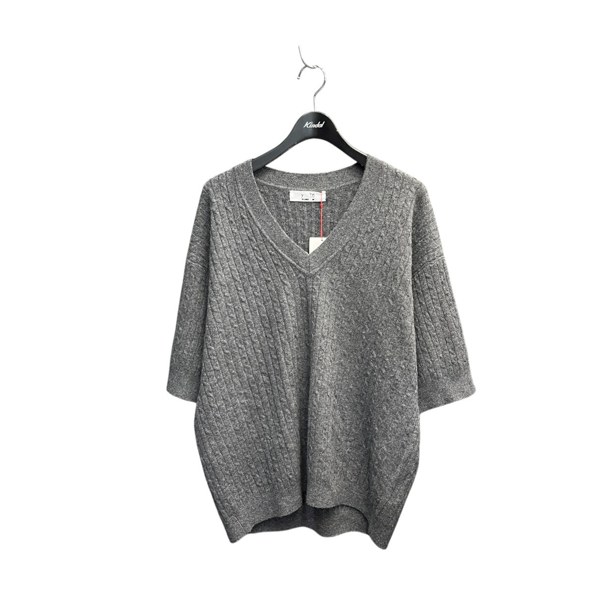 Y YO cashmere cable half sleeve knit半袖ニット634-55-70002 古着・中古-1枚目のアイテム画像