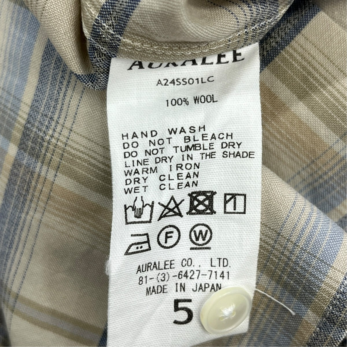 AURALEE 24SSSUPER LIGHT WOOL CHECK SHIRT長袖チェックシャツA24SS01LC 古着・中古-7枚目のアイテム画像
