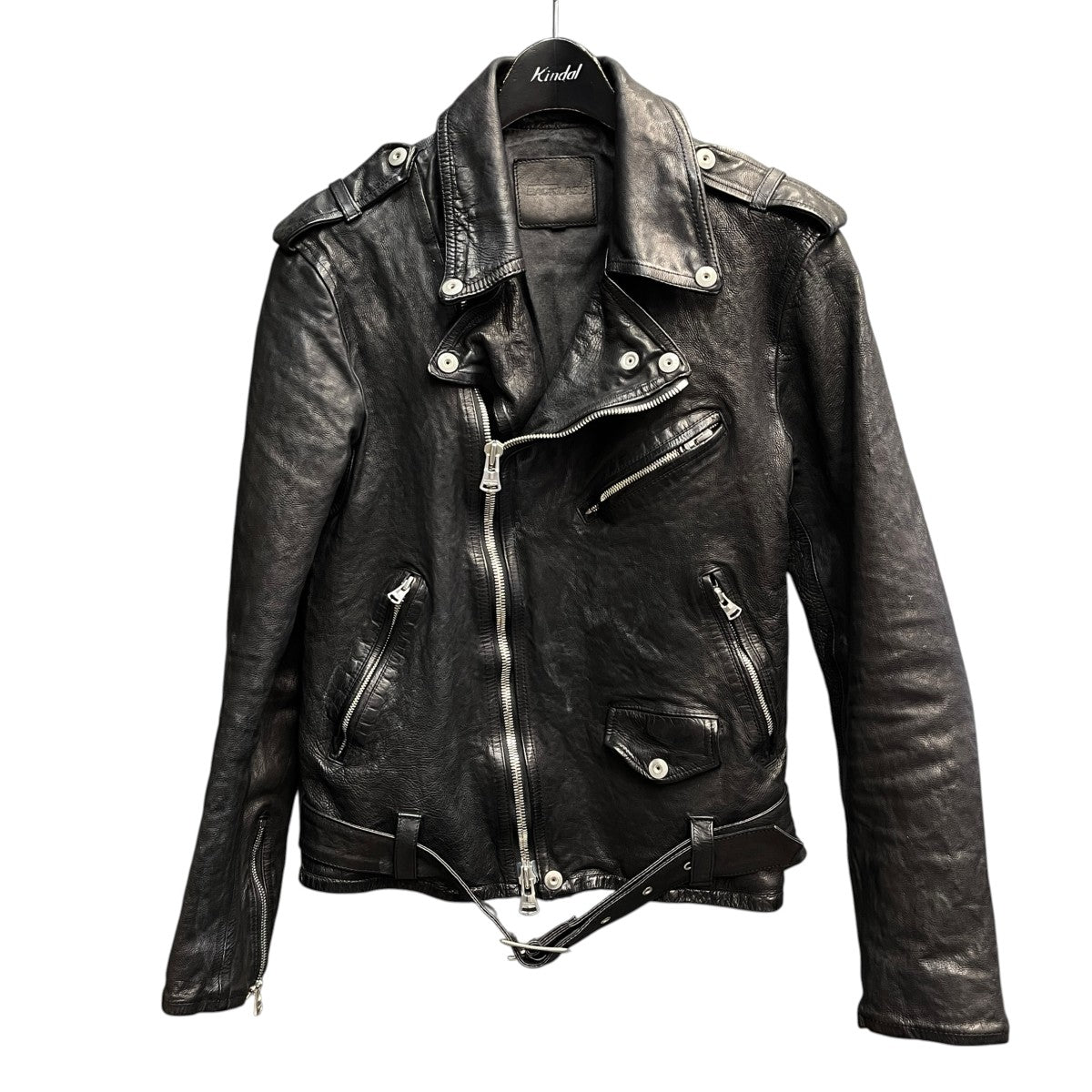 ISAMU KATAYAMA BACKLASH JAPAN CALF NATURAL DYED “GARMENT-WASH” DOUBLE RIDERSレザージャケット1927-07 古着・中古-1枚目のアイテム画像