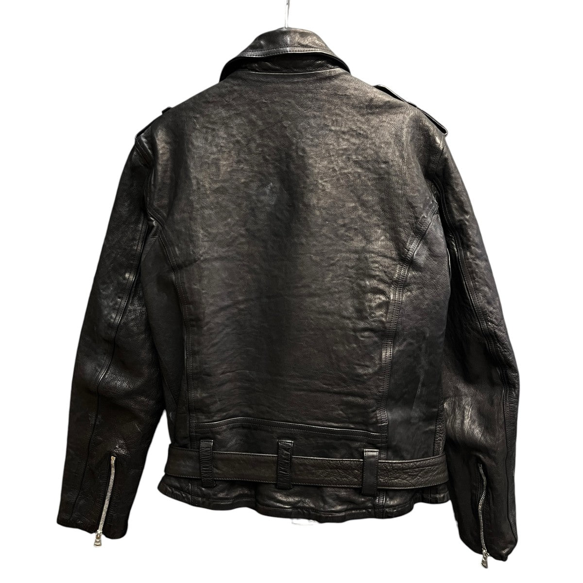 ISAMU KATAYAMA BACKLASH JAPAN CALF NATURAL DYED “GARMENT-WASH” DOUBLE RIDERSレザージャケット1927-07 古着・中古-2枚目のアイテム画像