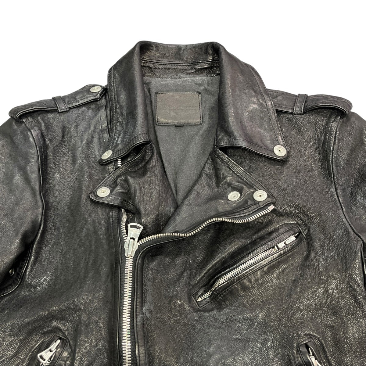 ISAMU KATAYAMA BACKLASH JAPAN CALF NATURAL DYED “GARMENT-WASH” DOUBLE RIDERSレザージャケット1927-07 古着・中古-3枚目のアイテム画像