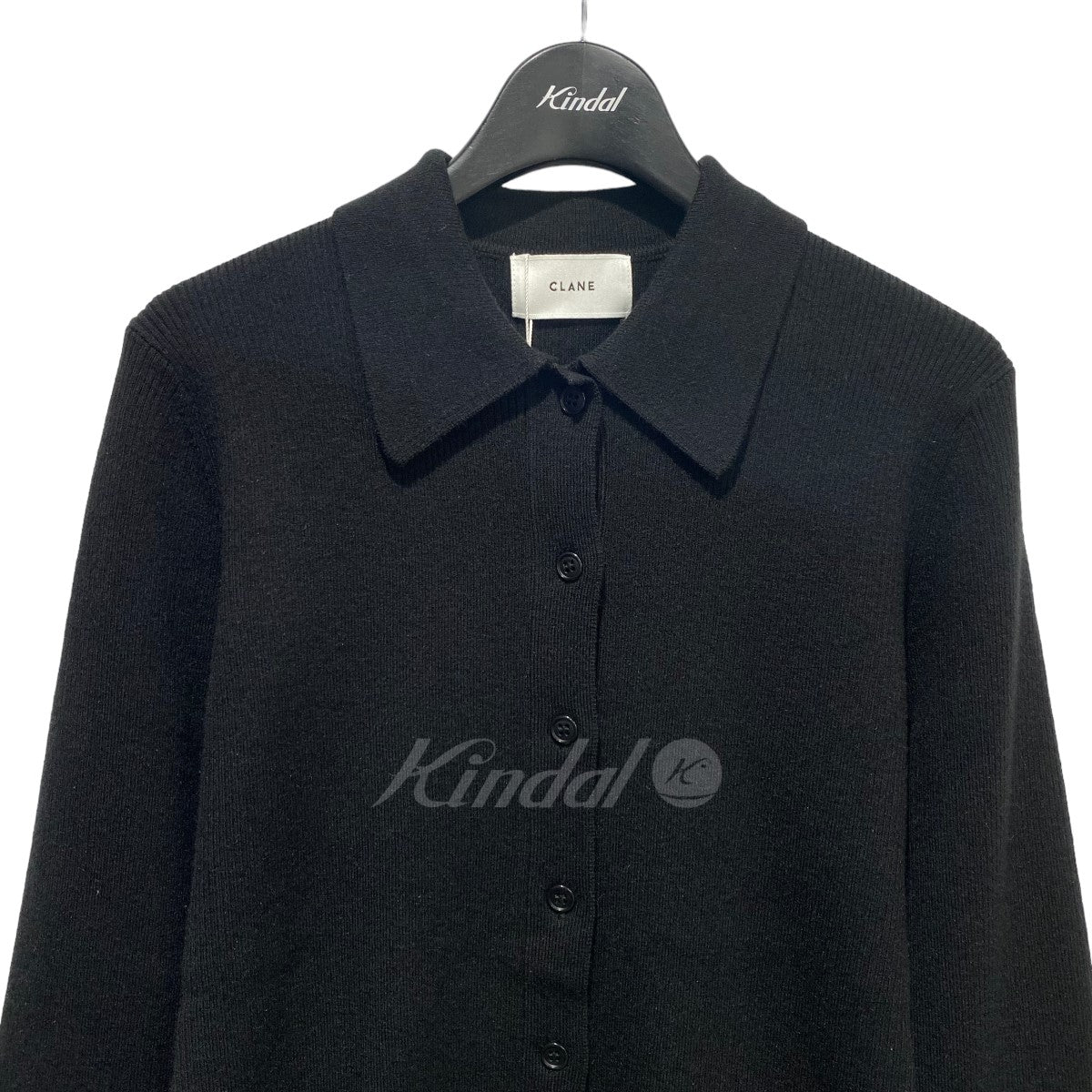 COLLAR RIB CARDIGAN 袖フレア ニットシャツカーディガン