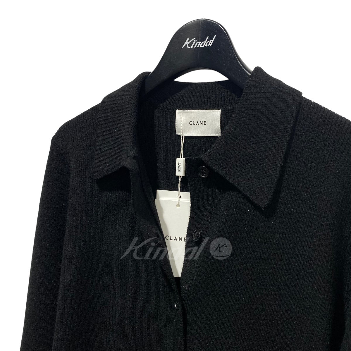 COLLAR RIB CARDIGAN 袖フレア ニットシャツカーディガン