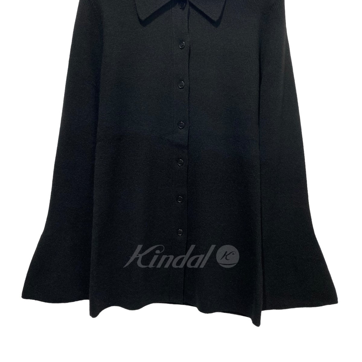 COLLAR RIB CARDIGAN 袖フレア ニットシャツカーディガン