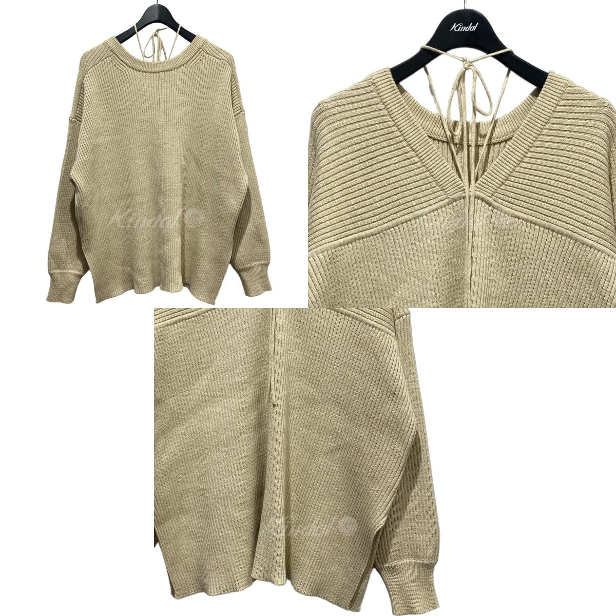 ミックスカラーストリングワイドニットトップス