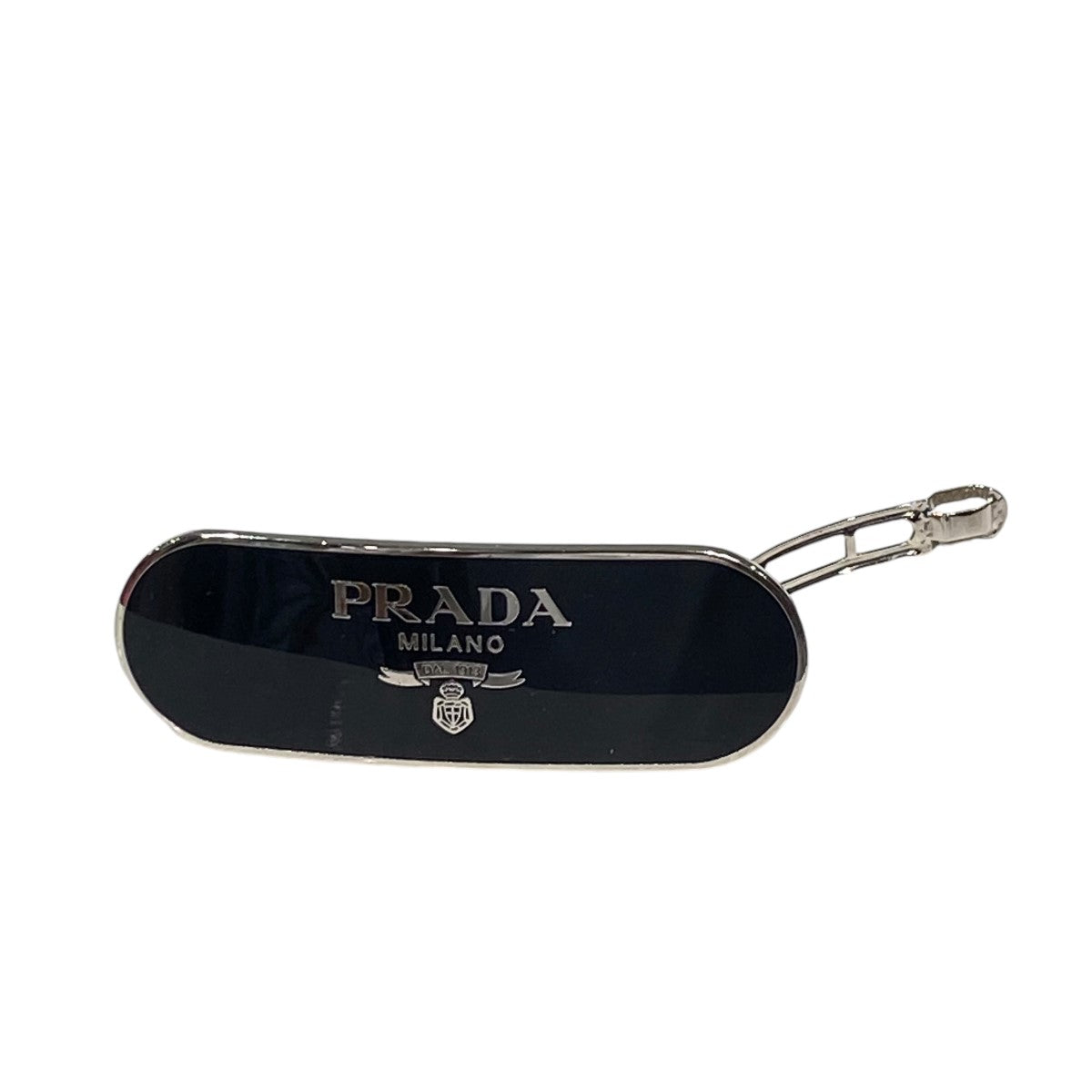 PRADA(プラダ) 1IF022 ロゴメタルプレートバレッタ ヘアクリップ ブラック｜【公式】カインドオルオンライン  ブランド古着・中古通販【kindal】