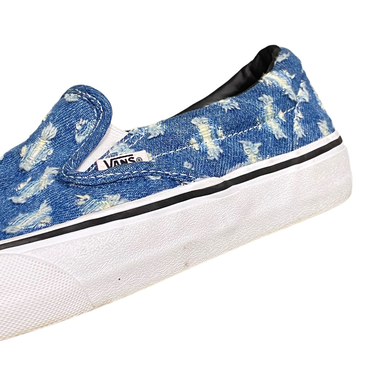 Supreme×VANS(シュプリーム×バンズ) Hole Punch denim Slip-On Proダメージ加工 デニムスリッポンスニーカー