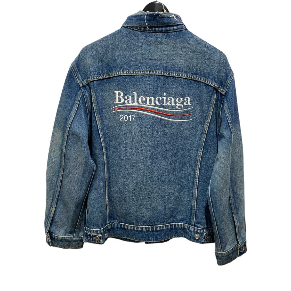 BALENCIAGA(バレンシアガ) 襟ダメージ加工 キャンペーンロゴデニムジャケット487342 487342 インディゴ サイズ  17｜【公式】カインドオルオンライン ブランド古着・中古通販【kindal】