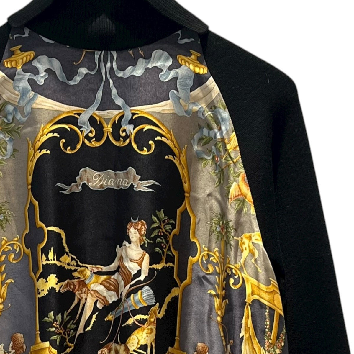 スカーフ柄切替ニットチュニック256-1092-8701