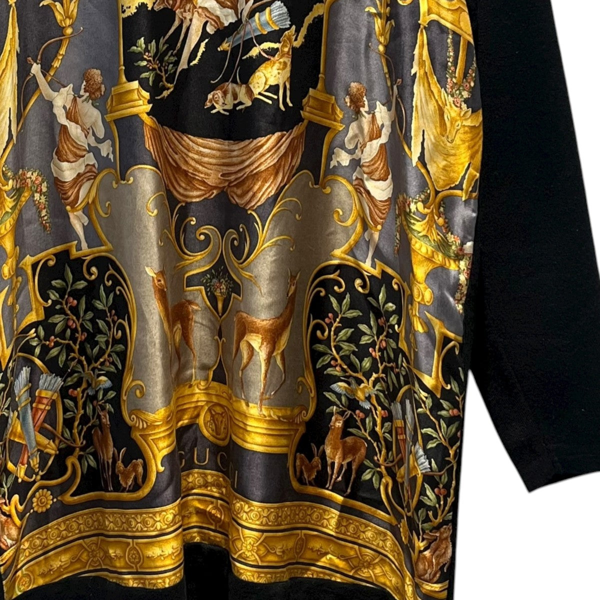 スカーフ柄切替ニットチュニック256-1092-8701