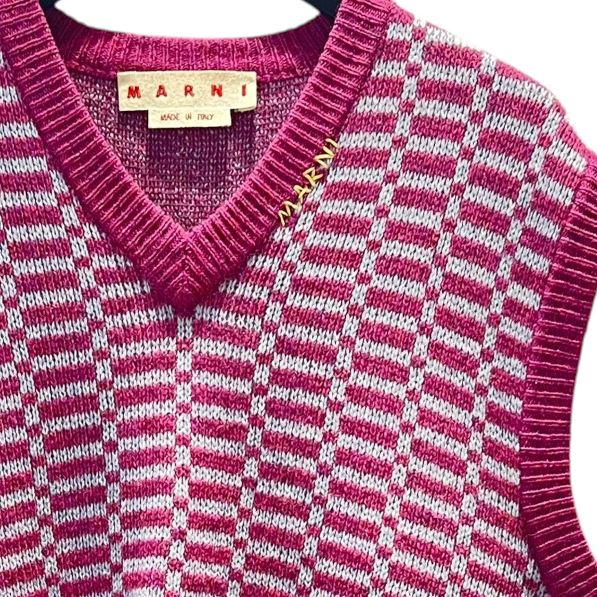 ｼﾞｬｶﾞｰﾄﾞﾁｪｯｸﾆｯﾄVネックニットベストCVMG0078Q0 UFH921