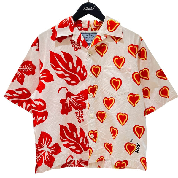 PRADA(プラダ) 総柄シャツUCS319 UCS319 ホワイト×レッド サイズ XS