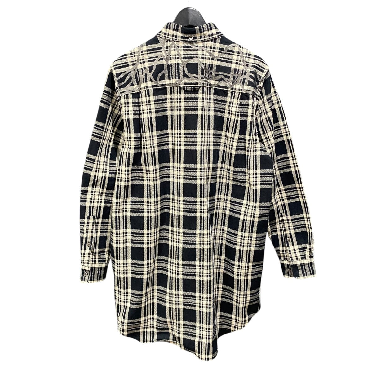 HEAVY TWILL CHECK SHIRT (LONG LENGTH) MONOTONE