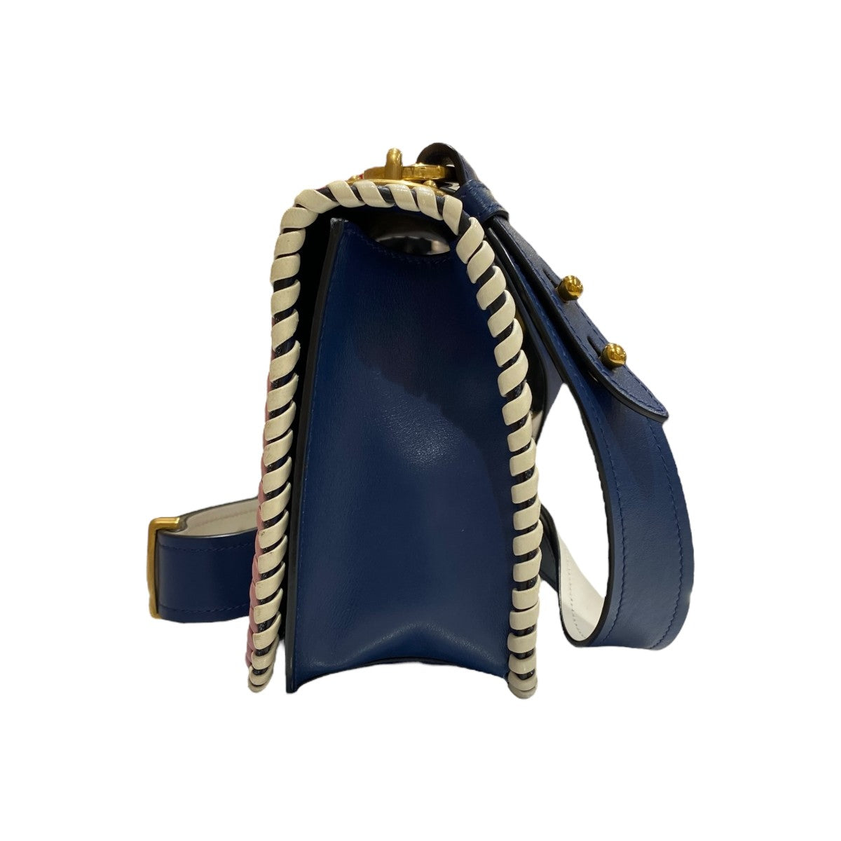 PRADA ネイビー ショルダーバッグ PRADA(プラダ) サフィアーノレザーショルダーバッグ 3 ネイビー