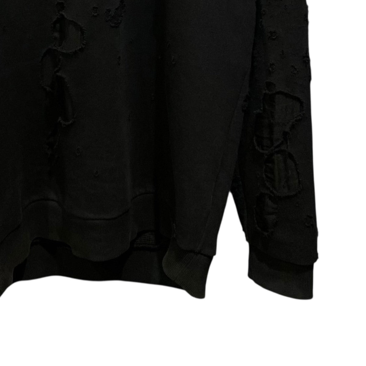 美品 ジバンシィ スウェット デストロイ加工 コットン ブラック 黒 M ジバンシィ GIVENCHY ロゴプリントスウェットシャツ BMJ0HA3Y8N