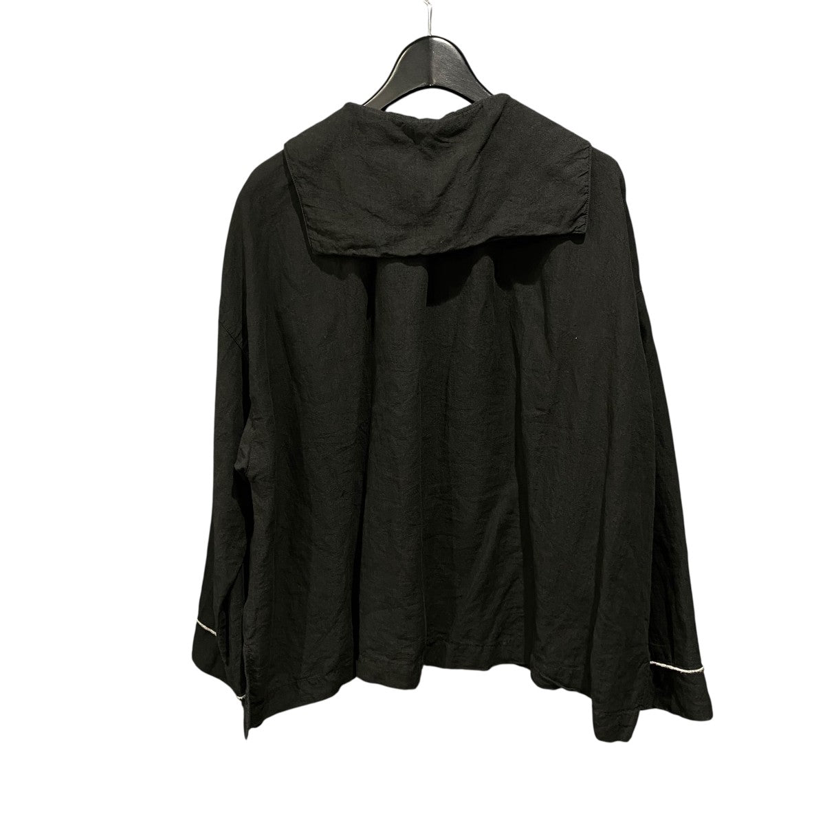 美品　ネストローブ　配色メローブラウス　リネン　麻　ネイビー　オーバーサイズ 美品 ネストローブ 配色メローブラウス リネン 麻 ネイビー