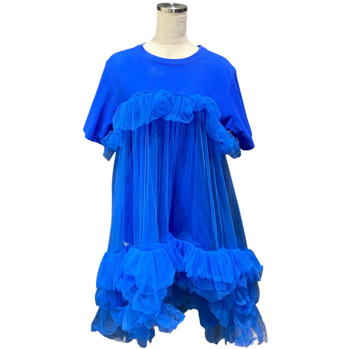 未使用品 VIVIANO 24AW スウェット チュール トップスワンピース M VIVIANO(ヴィヴィアーノ) ASYMMETRIC TULLE SWEAT SHIRTアシンメトリー