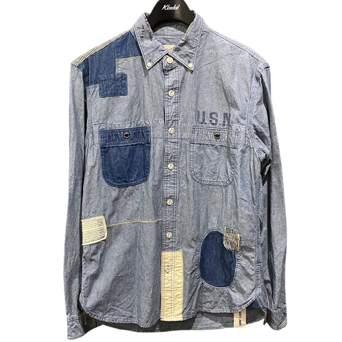 ボタンダメージ加工・パッチワーク付 CHAMBRAY SHIRT6135009 REPAIR