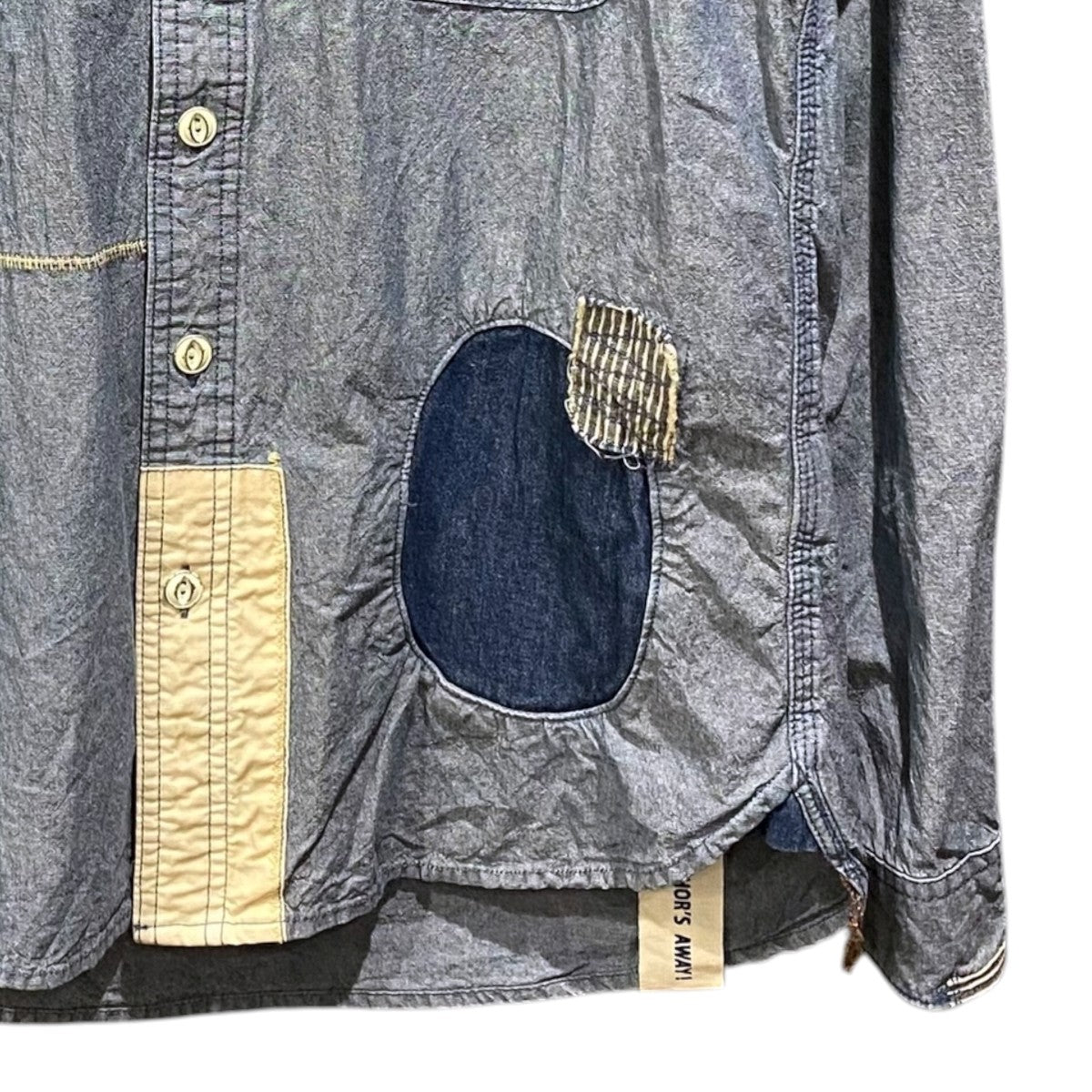 ボタンダメージ加工・パッチワーク付 CHAMBRAY SHIRT6135009 REPAIR