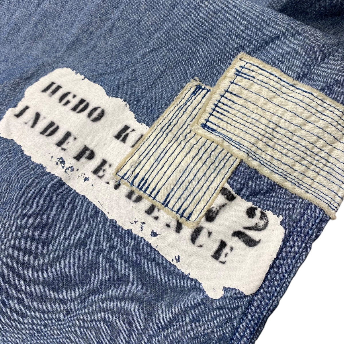 ボタンダメージ加工・パッチワーク付 CHAMBRAY SHIRT6135009 REPAIR