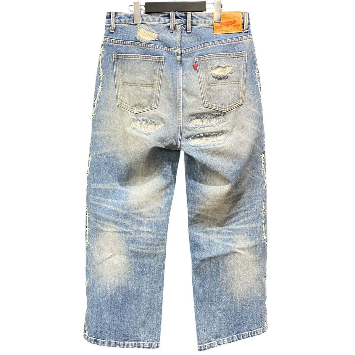 HIGH-GATE ダメージリペア加工鎖刺繍付バギーデニムパンツ25HG-S18