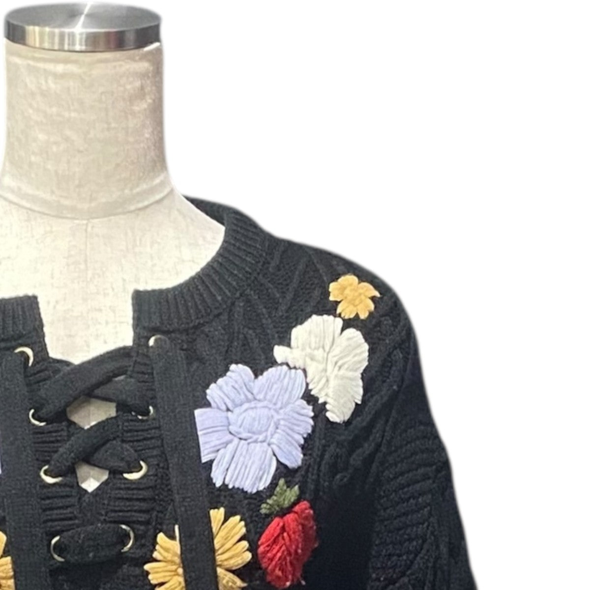 フラワーモチーフ ニットワンピース