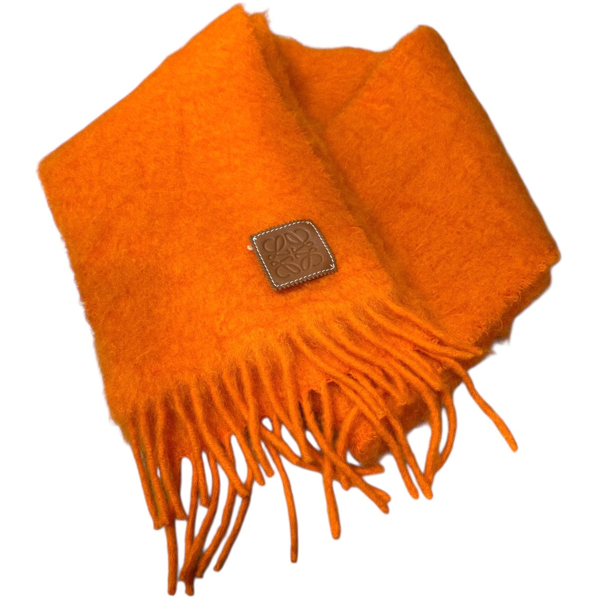 LOEWE レザーロゴパッチ付モヘアウールブレンドマフラー 古着・中古-3枚目のアイテム画像