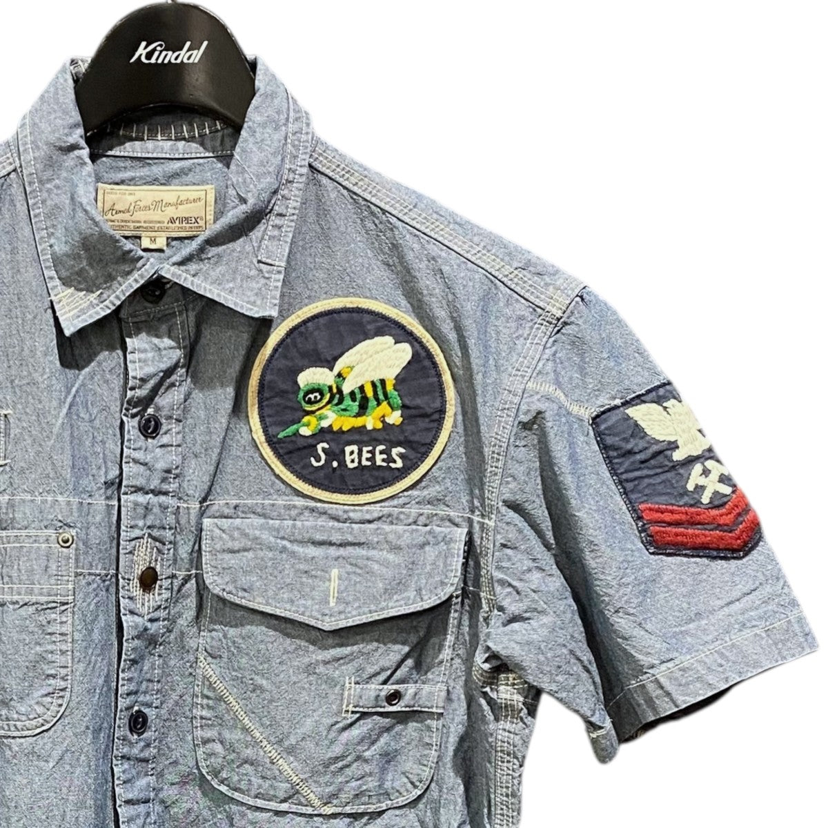 AVIREX マルチ刺繍ワッペン付半袖シャツ6235010 古着・中古-3枚目のアイテム画像