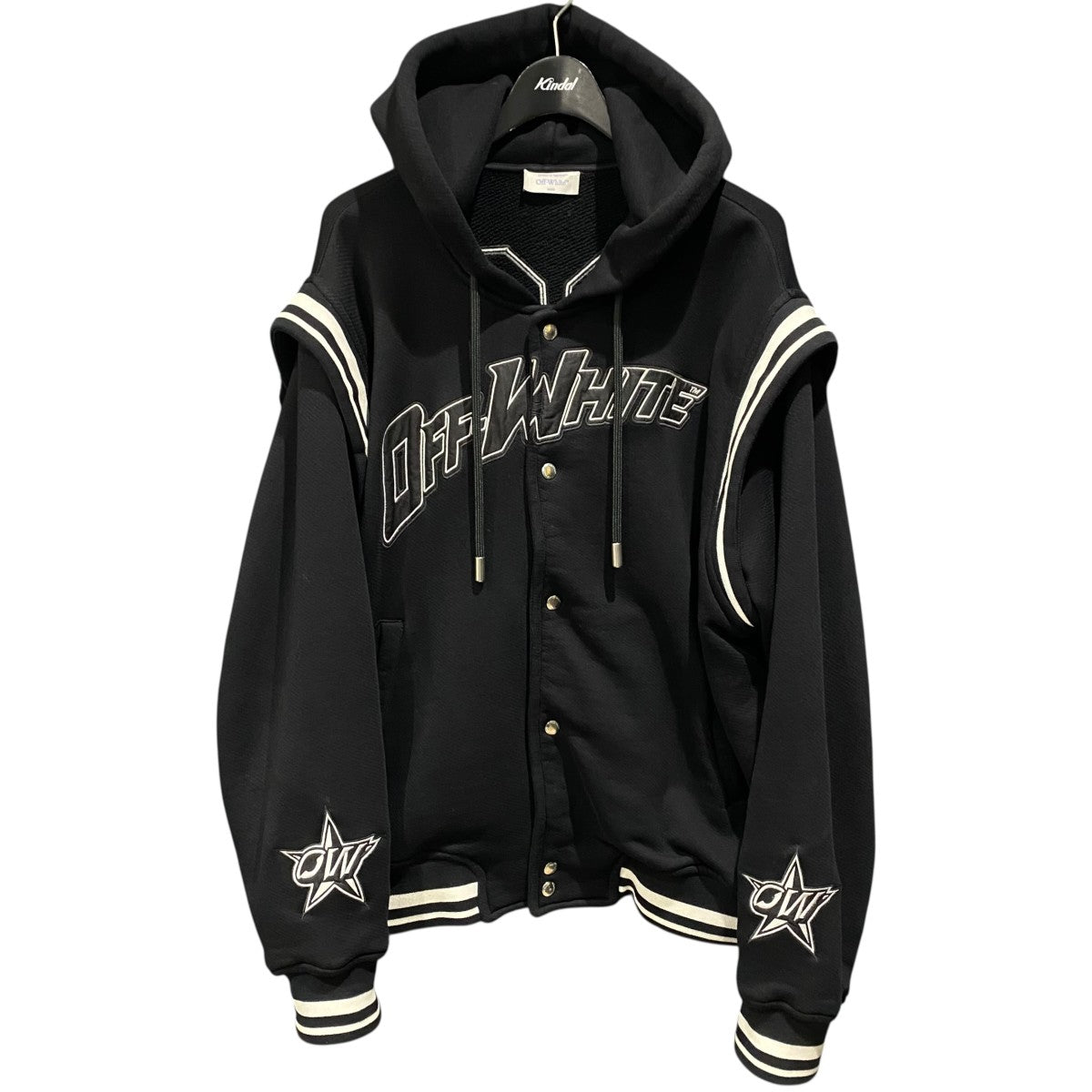 OFFWHITE Black Varsity hooded bomber jacketOMEK003S25JER002 古着・中古-1枚目のアイテム画像