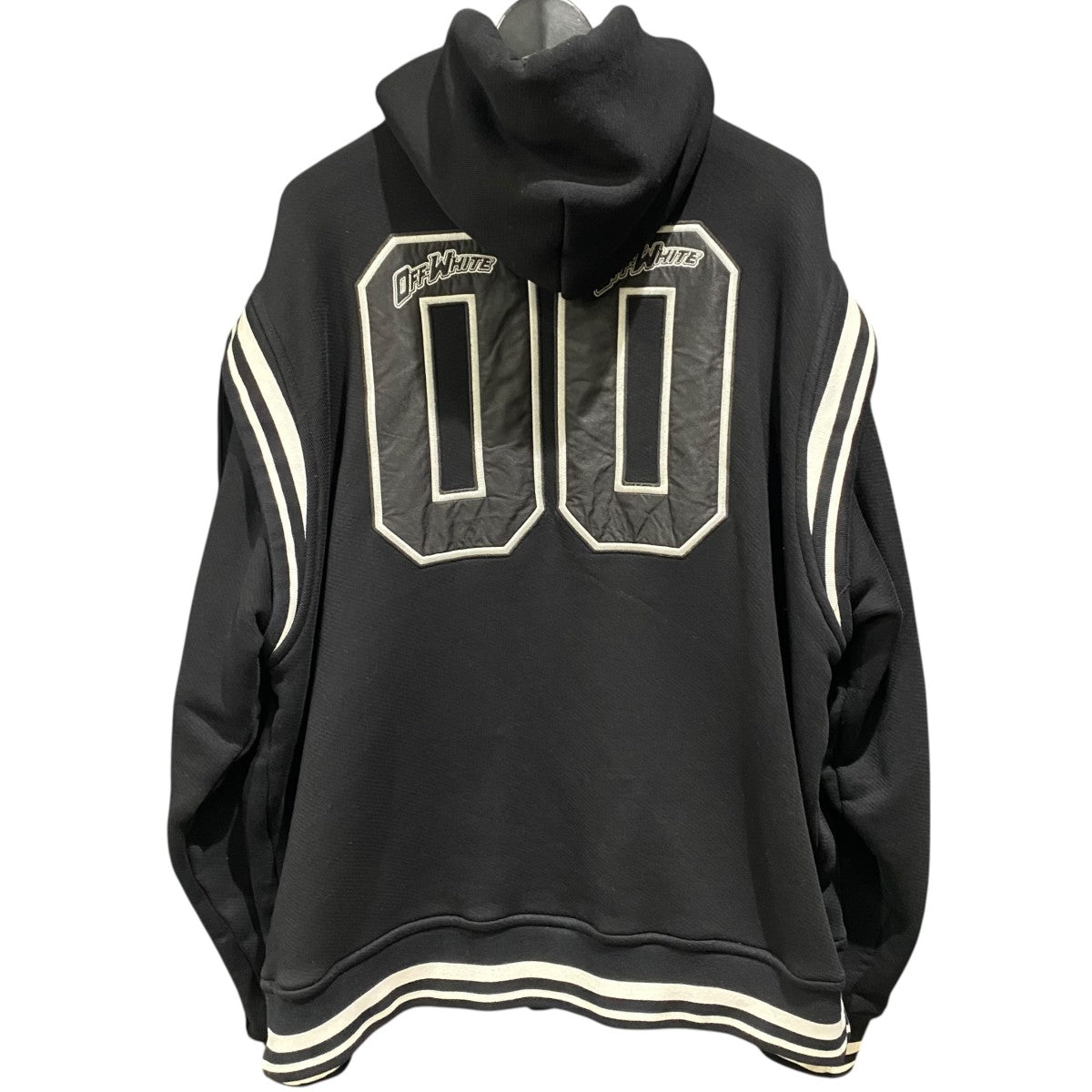 OFFWHITE Black Varsity hooded bomber jacketOMEK003S25JER002 古着・中古-2枚目のアイテム画像