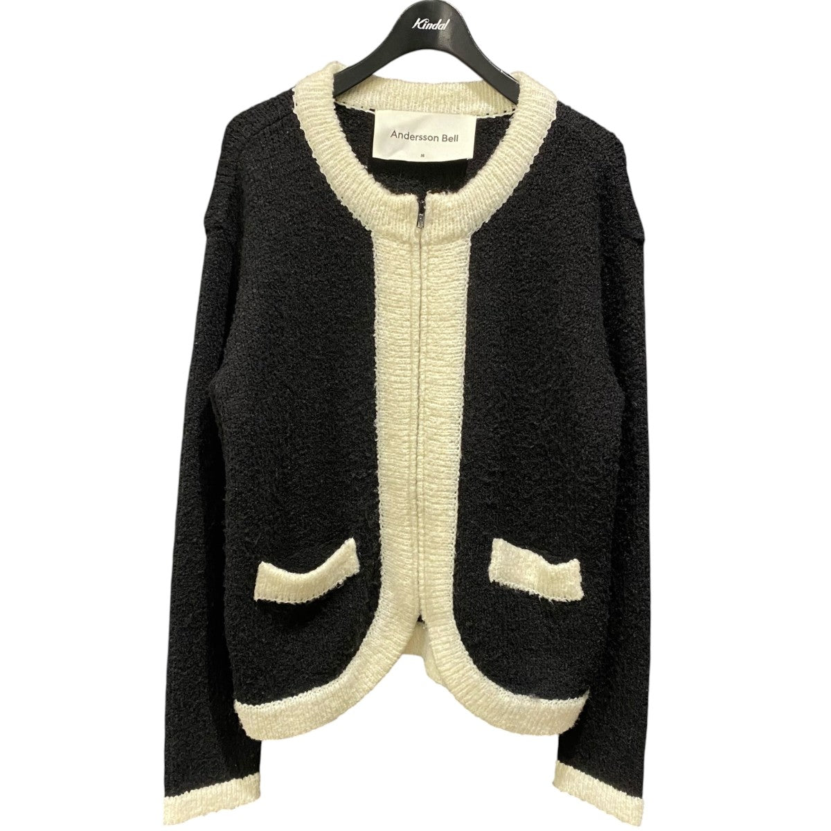 ANDERSSON BELL B＆W ZIP KNIT CARDIGANatb673m 古着・中古-1枚目のアイテム画像