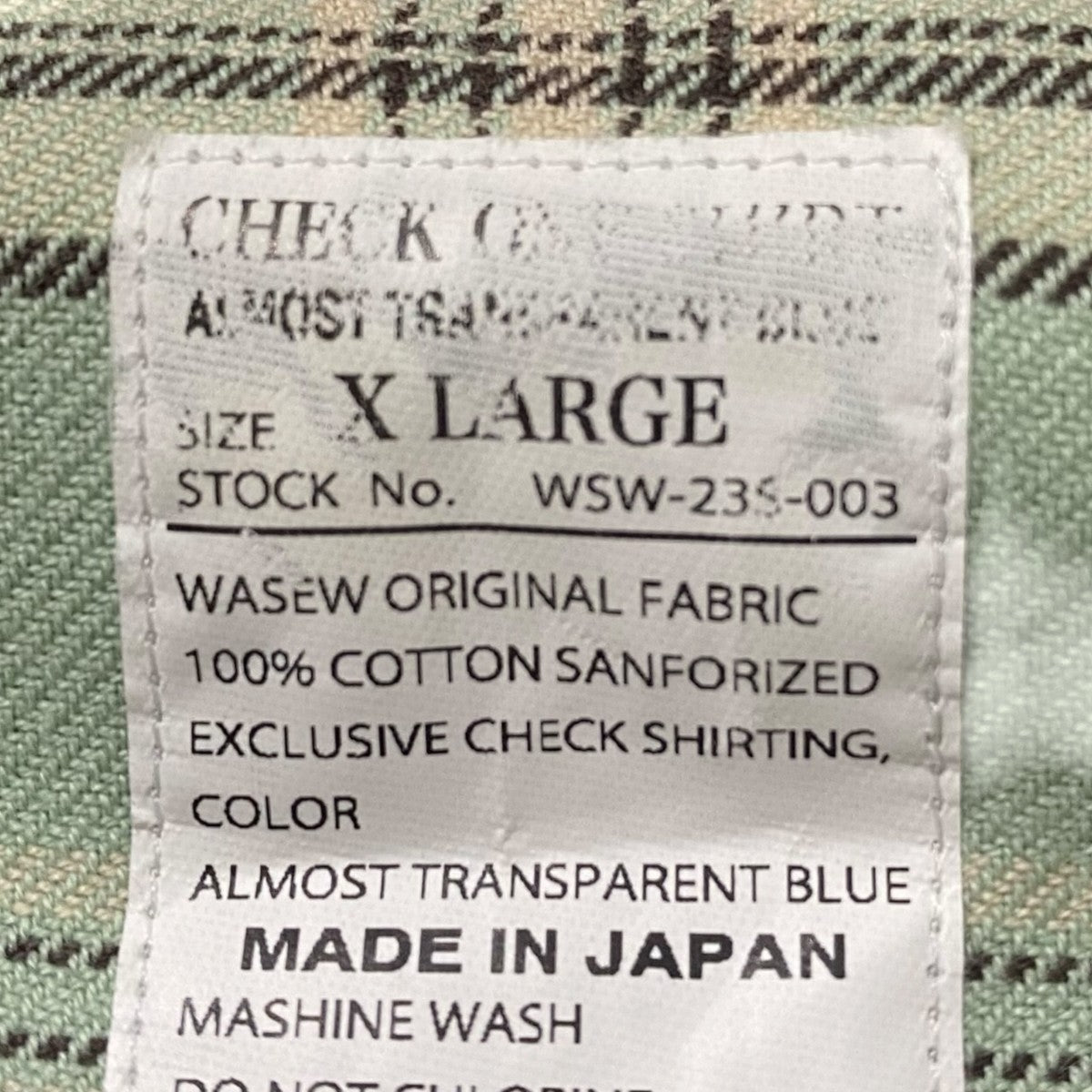 WASEW 23SSCheck One Shirt 古着・中古-6枚目のアイテム画像