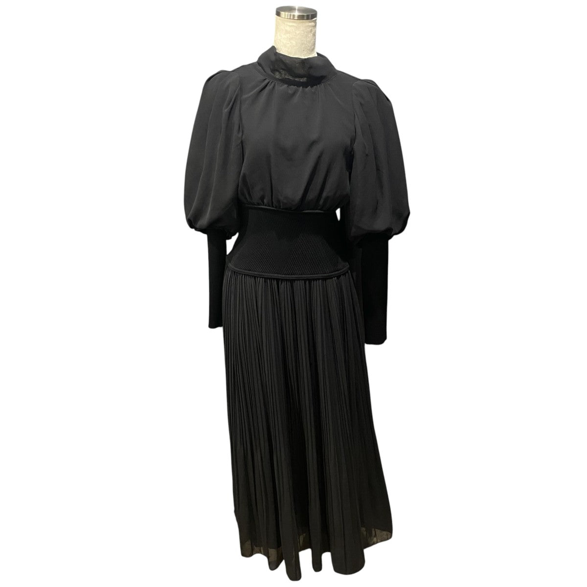 リブドッキングシフォンプリーツワンピースSWNO215044