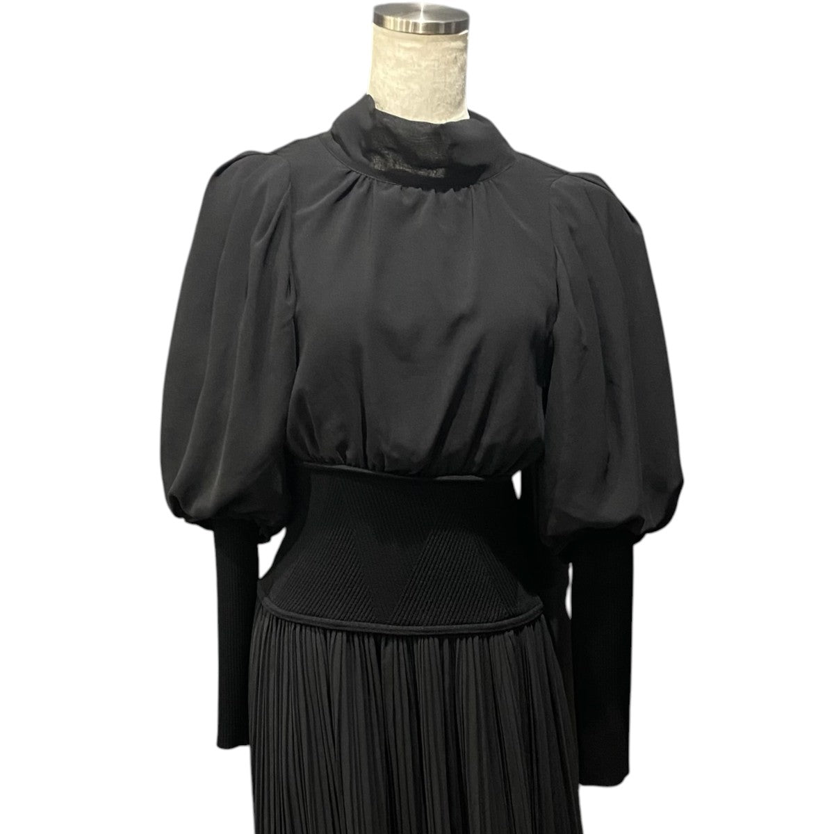 リブドッキングシフォンプリーツワンピースSWNO215044
