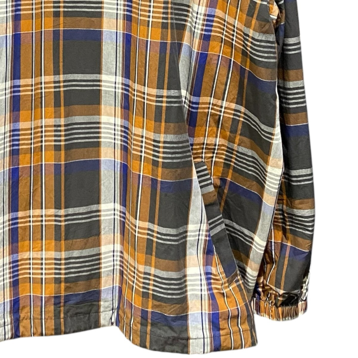 CHECK HALF ZIP-UP HOODED SHIRT