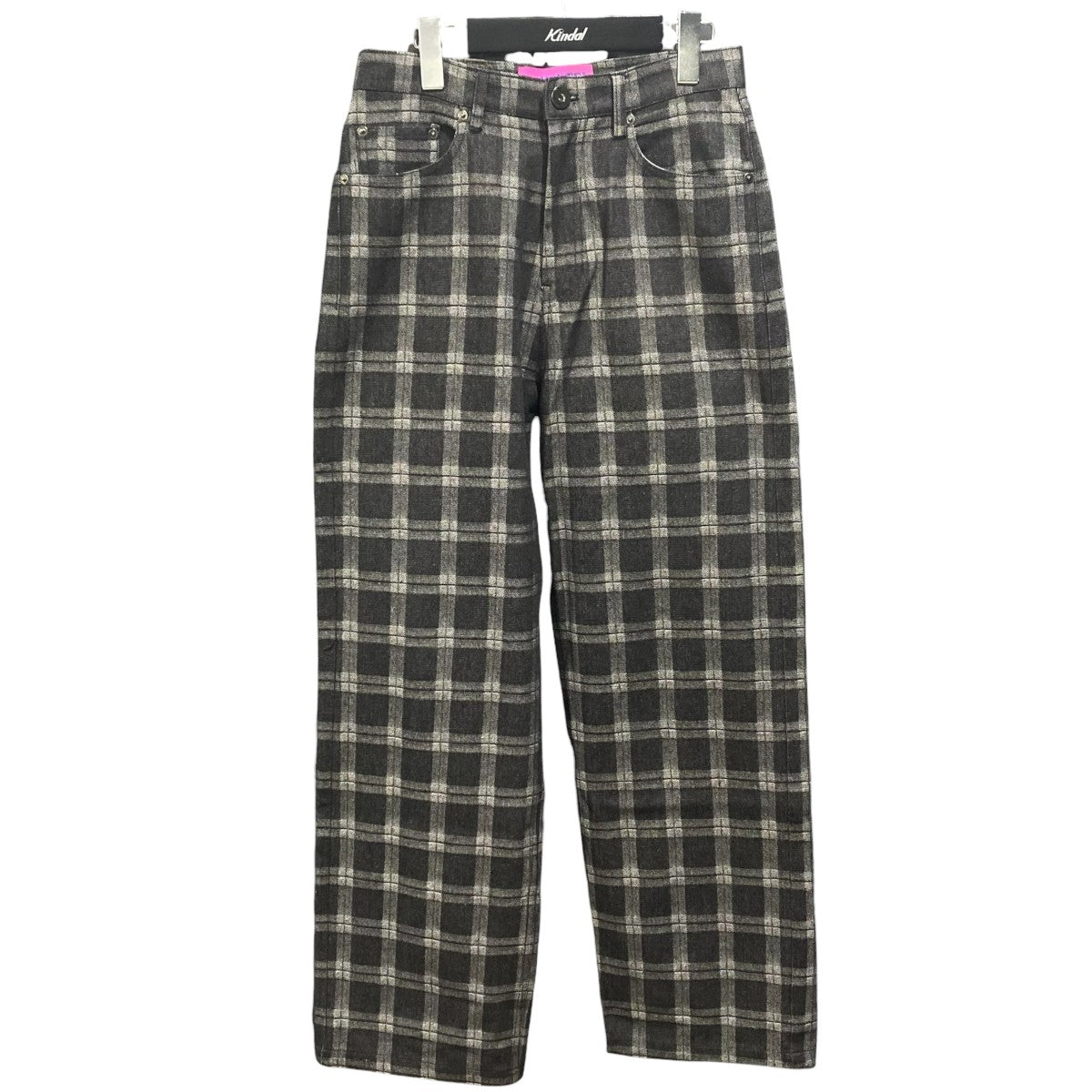 Bear check denim pants