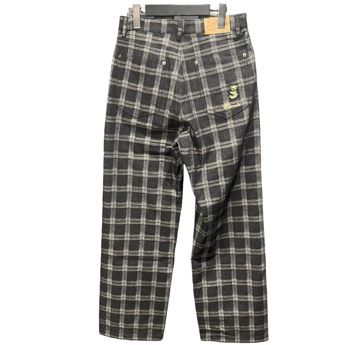 Bear check denim pants