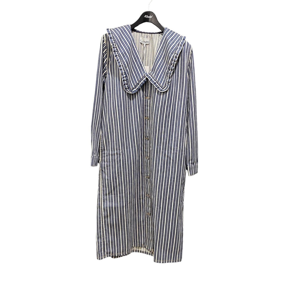 fit shirt dress mixed stripe denimF5839