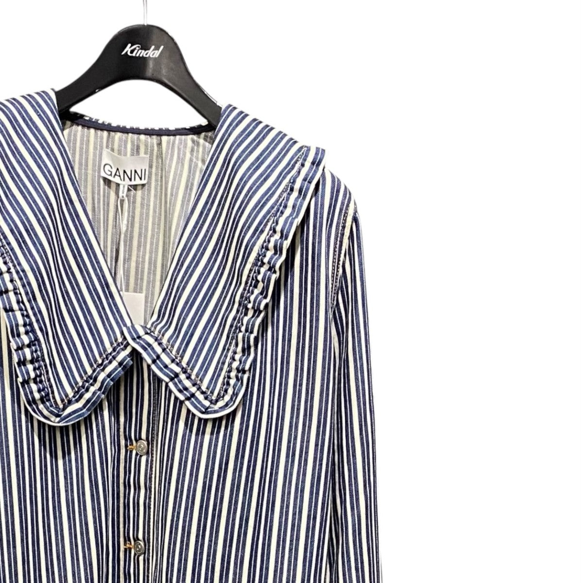 fit shirt dress mixed stripe denimF5839