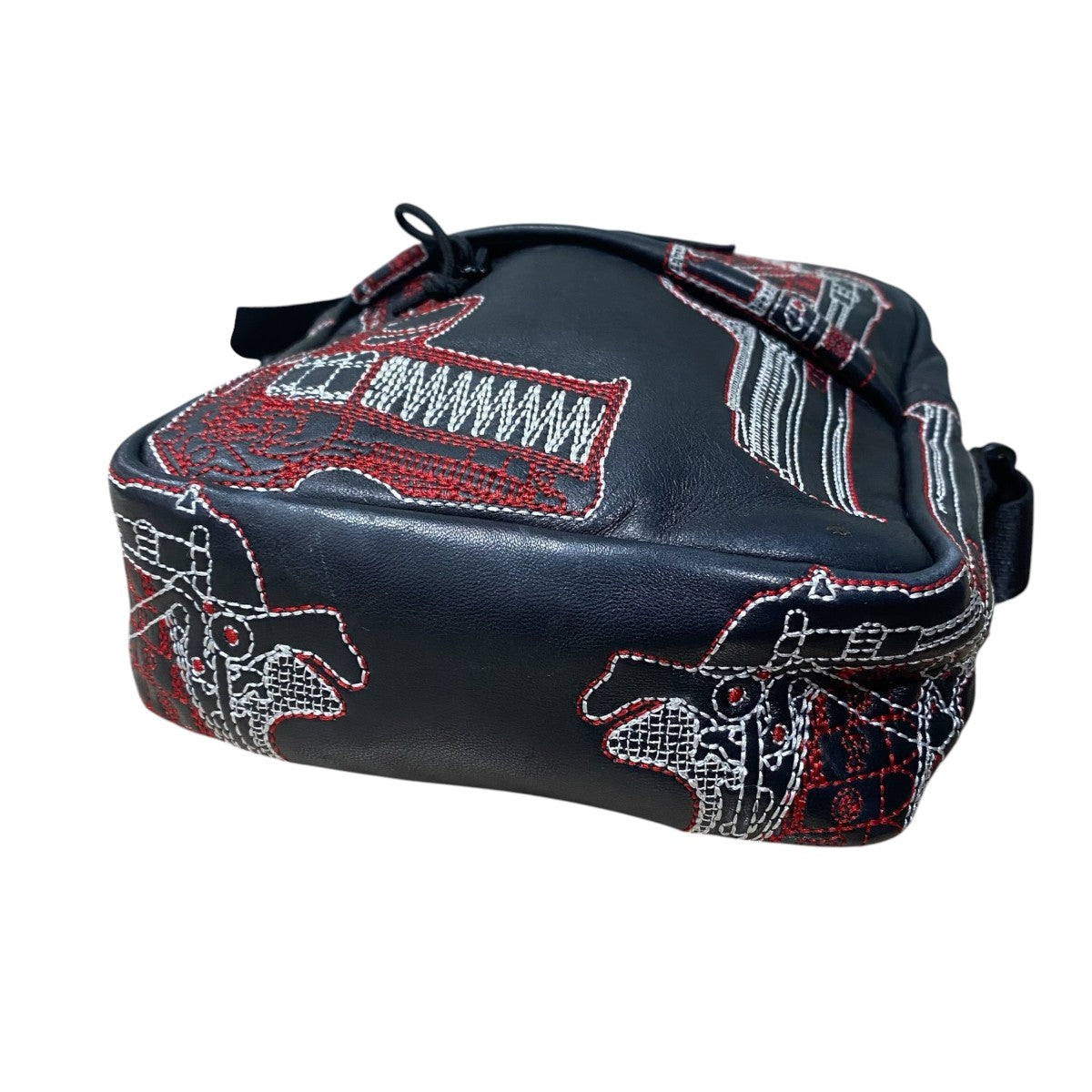 Guns Embroidered Leather Shoulder Bag