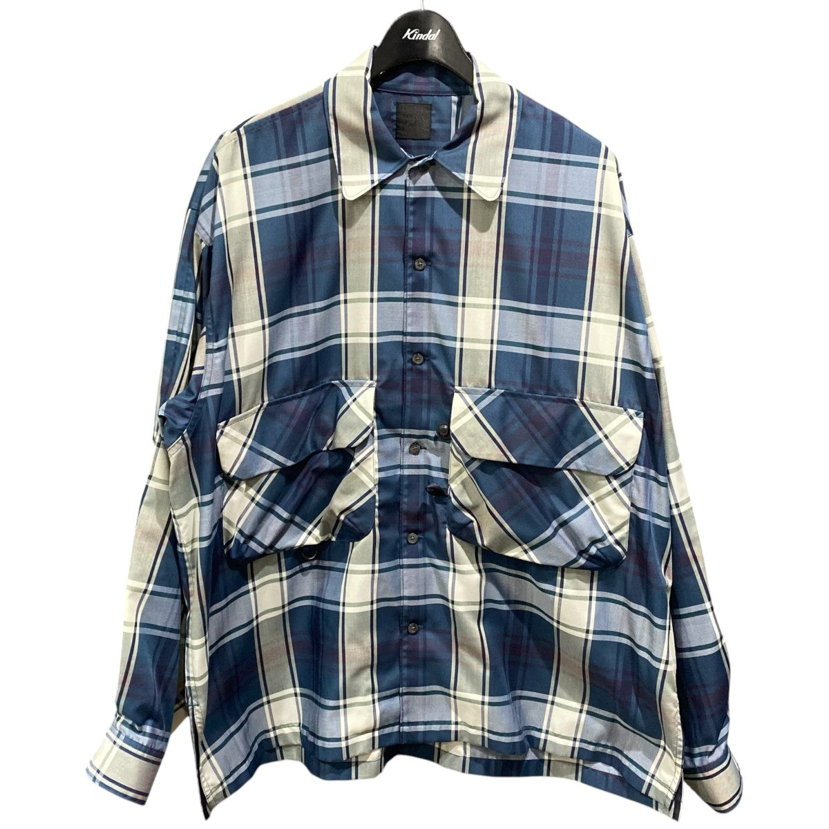 TECH SPORTS OPEN COLLAR SHIRT L／S BIG TARTANBE-81026W