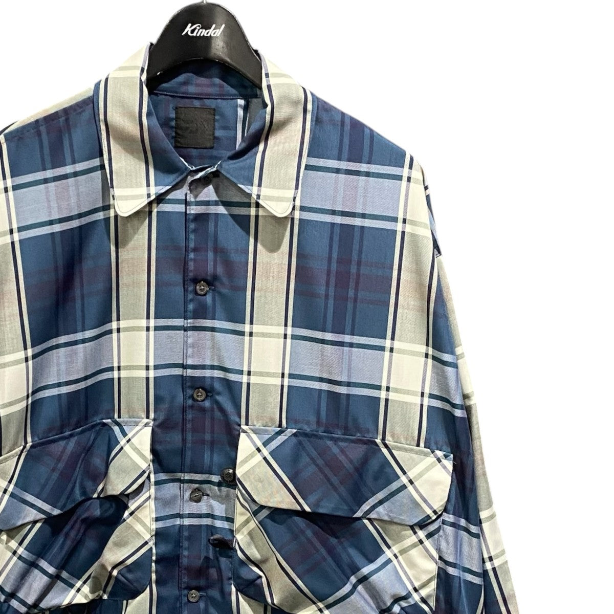 TECH SPORTS OPEN COLLAR SHIRT L／S BIG TARTANBE-81026W