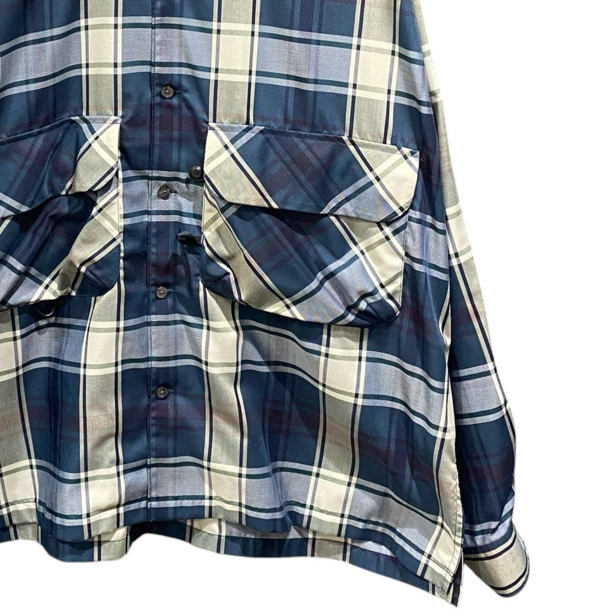 TECH SPORTS OPEN COLLAR SHIRT L／S BIG TARTANBE-81026W