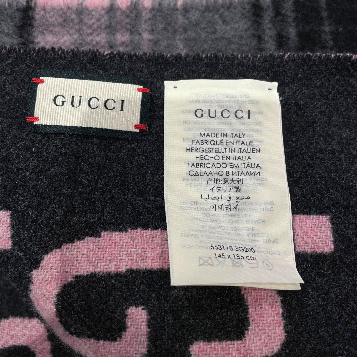 GUCCI(グッチ) リバーシブルGGウールケープポンチョ553118 553118 グレー×ピンク サイズ  145×185｜【公式】カインドオルオンライン ブランド古着・中古通販【kindal】