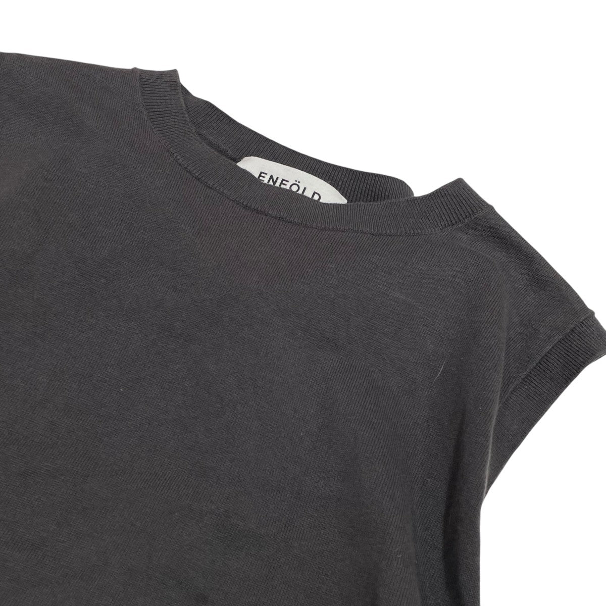 新品未使用タグ付き　ENFOLD ノースリーブニットベスト 38 ダークグレー ニコアンド Niko and.. ニット ベスト ボーダー柄 クロップド