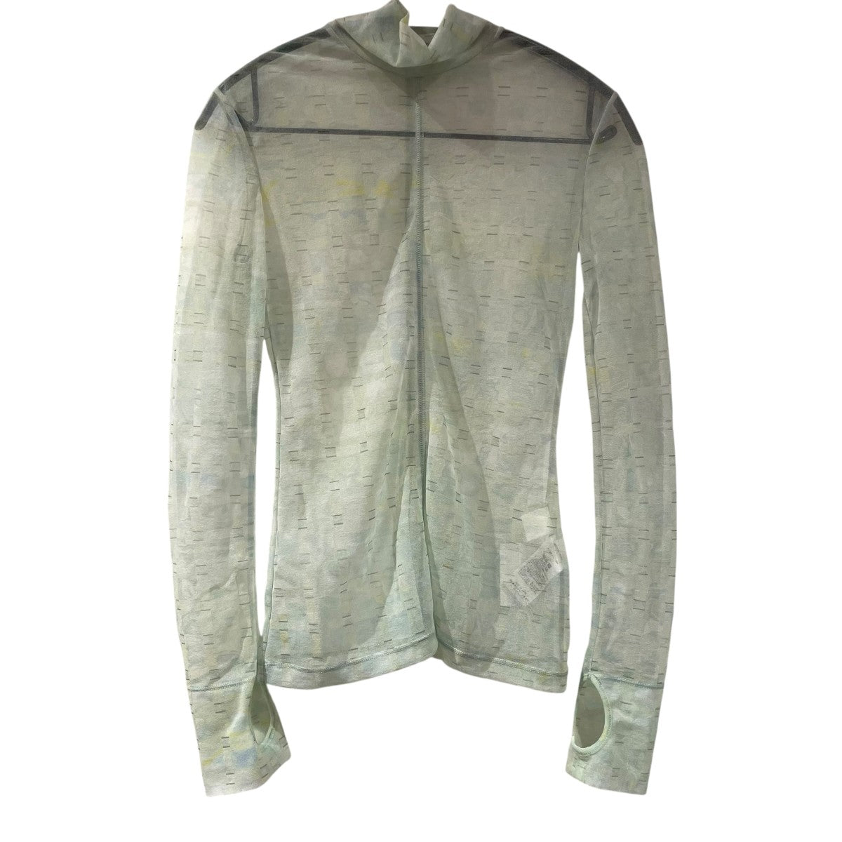 mame kurogouchi 23SSMarble Printed Plaid Sheer High Neck TopシアートップMM23SS-JS020 古着・中古-1枚目のアイテム画像